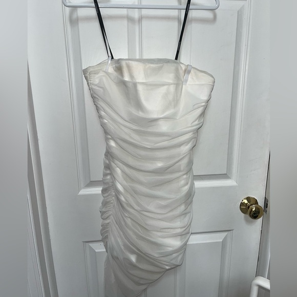White Asymmetrical Mini Dress - Picture 11 of 13